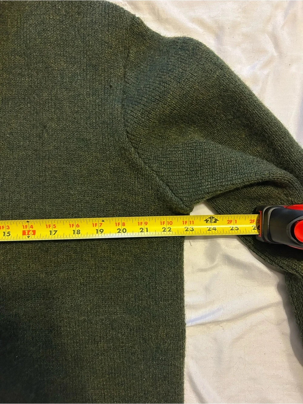 Olive Green 100% Virgin Wool Cardigan Sweater